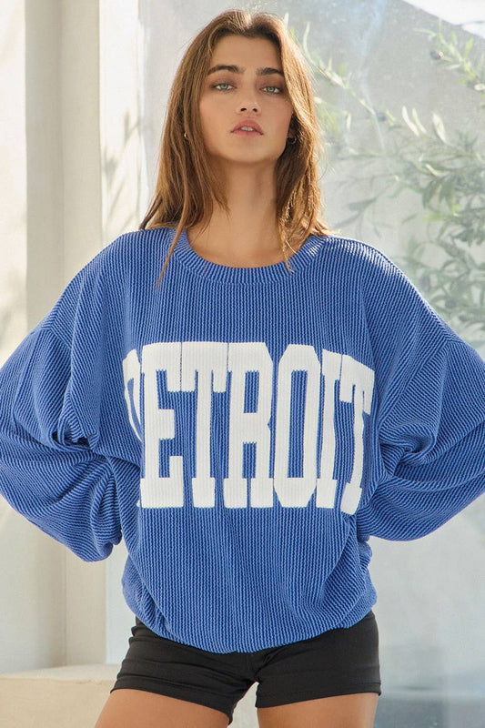 DETROIT Oversized Ribbed Crewneck