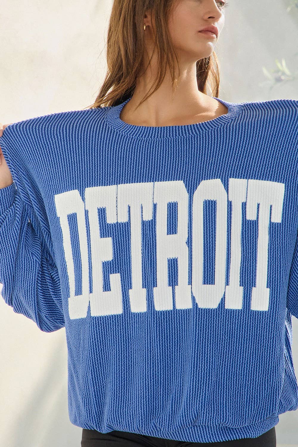 DETROIT Oversized Ribbed Crewneck