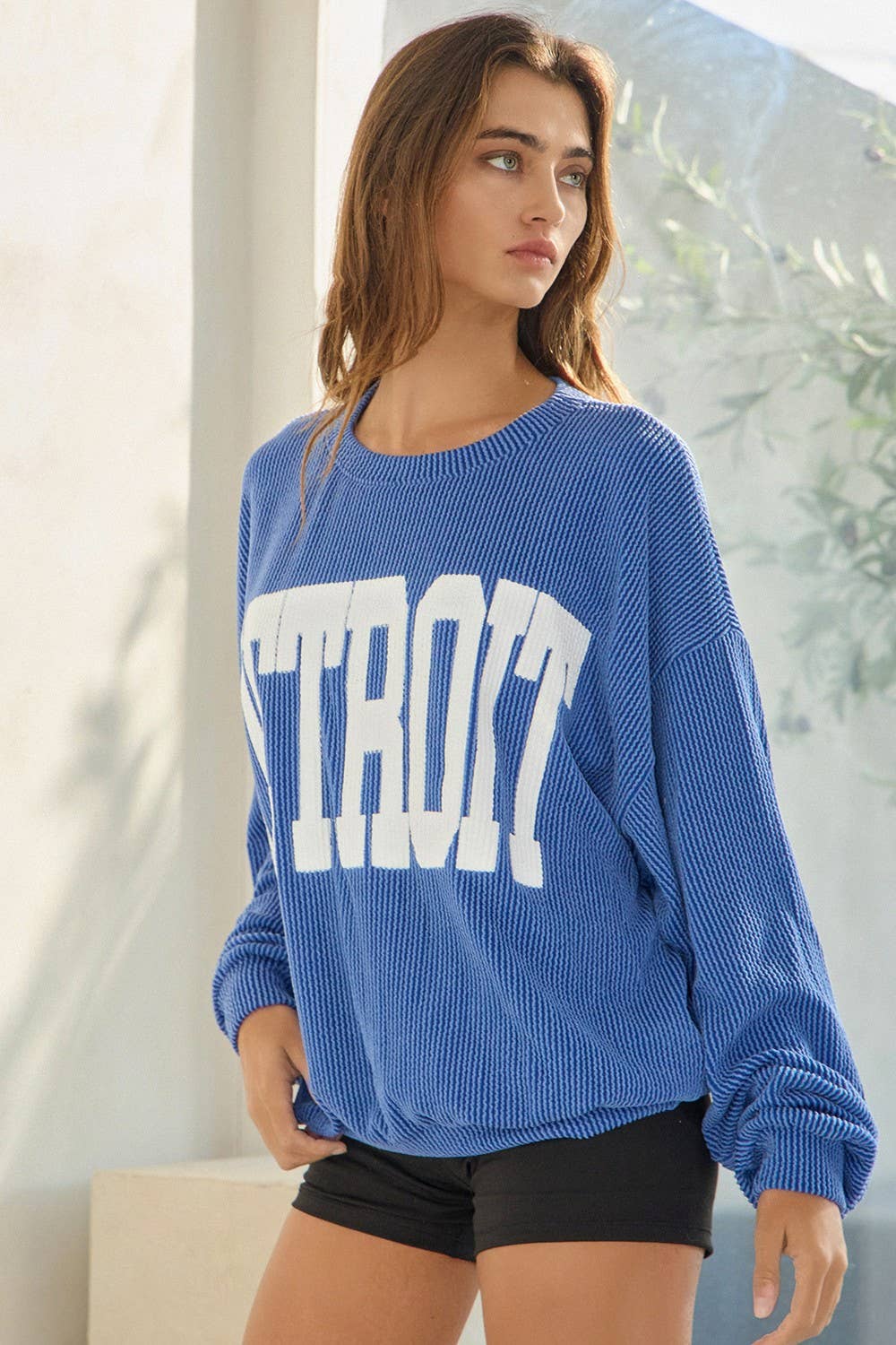 DETROIT Oversized Ribbed Crewneck