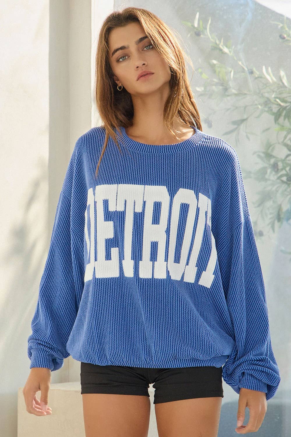 DETROIT Oversized Ribbed Crewneck