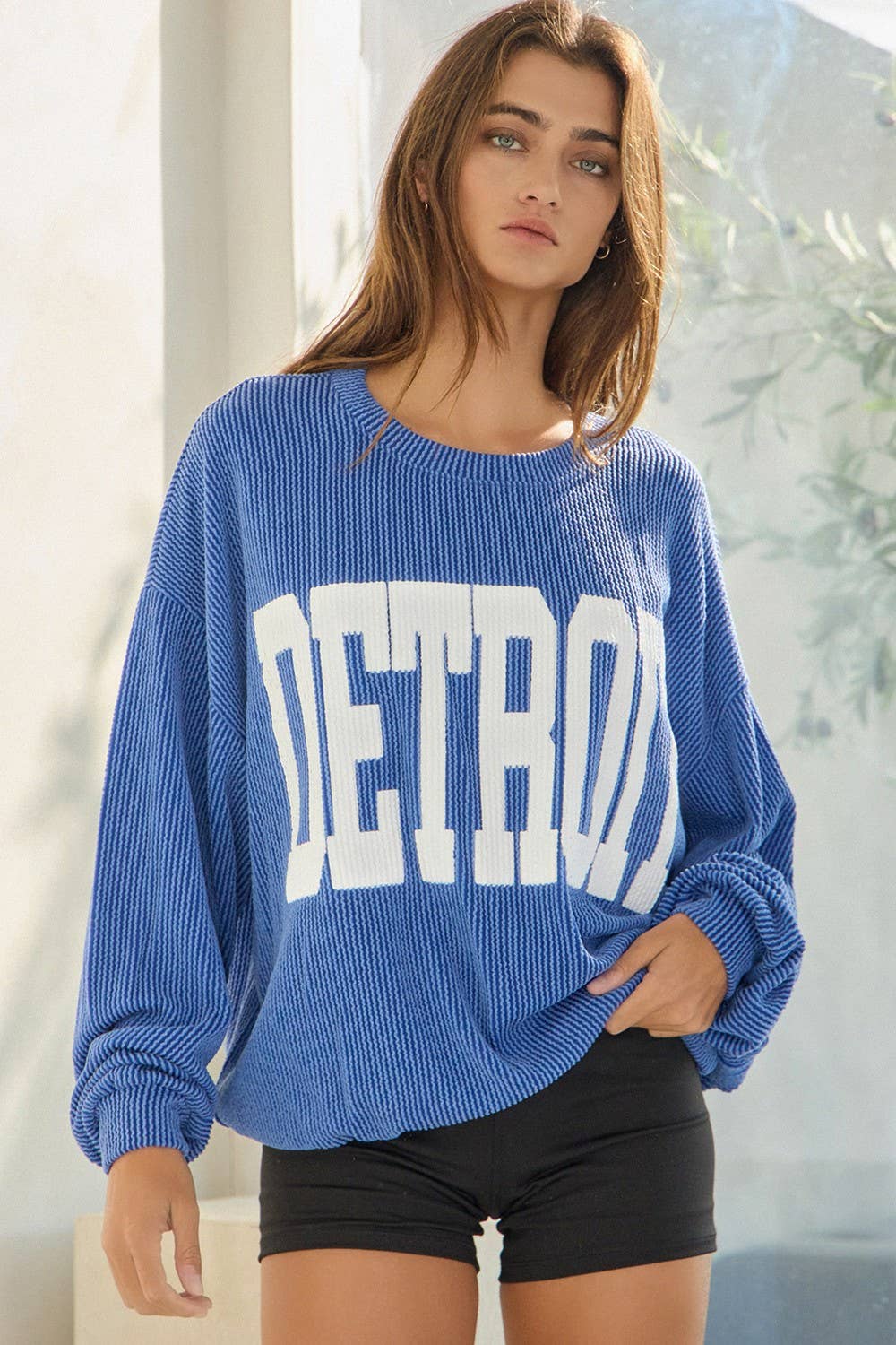 DETROIT Oversized Ribbed Crewneck
